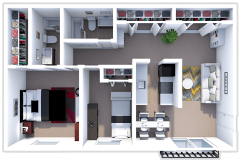 a floor plan of a 1 bedroom apartment